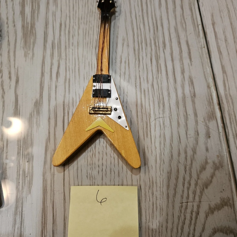 Restoration Hardware set of 6 wooden guitar ornaments